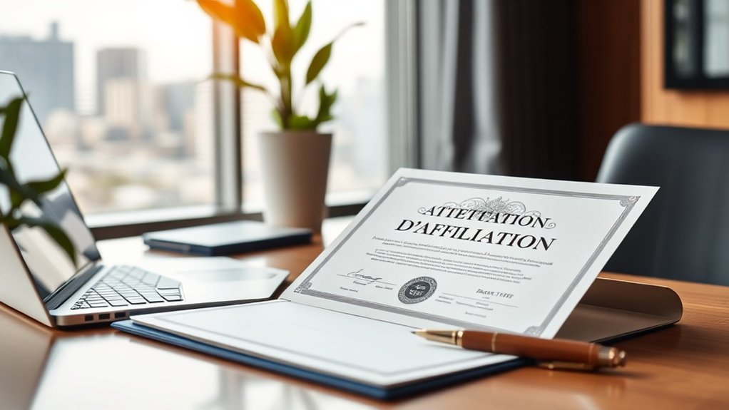 certificat d'affiliation avantages