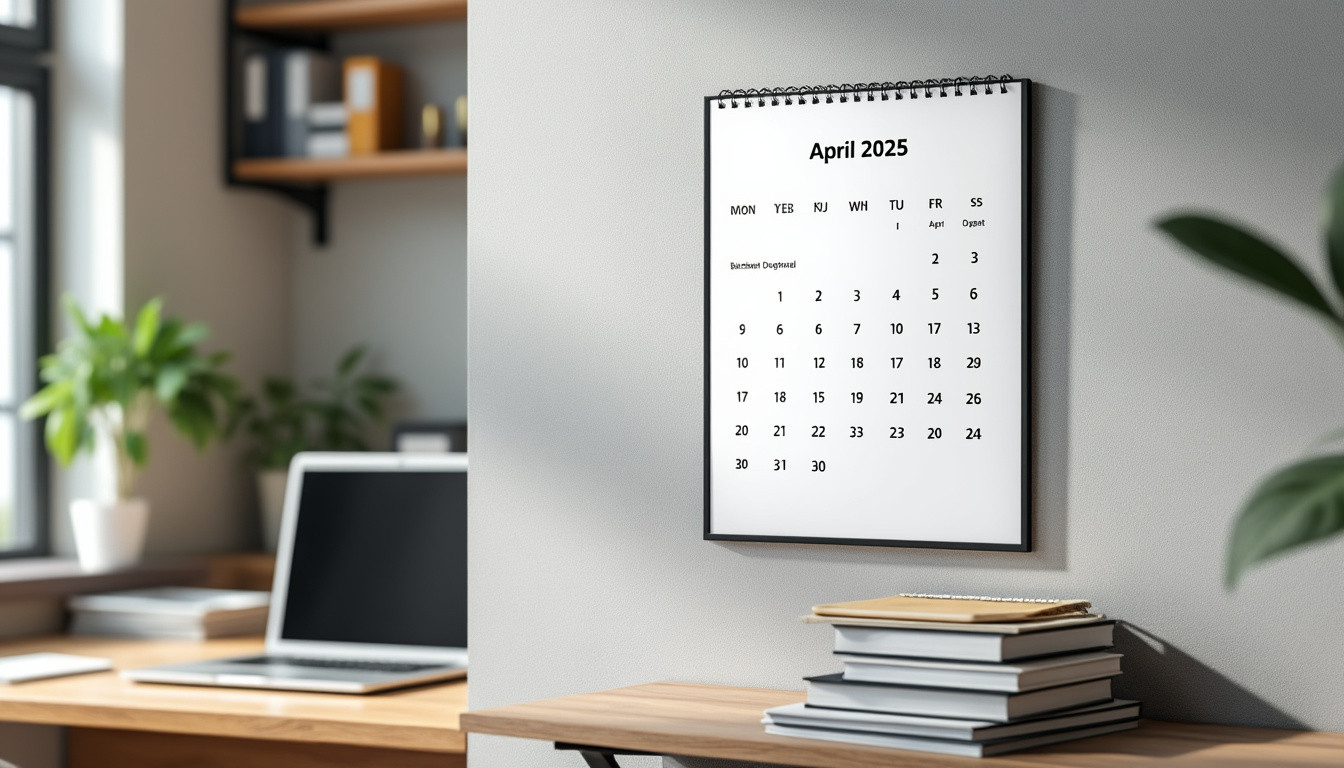 téléchargez et imprimez gratuitement le calendrier d'avril 2025. découvrez notre guide pratique avec des modèles personnalisables pour organiser votre mois facilement.
