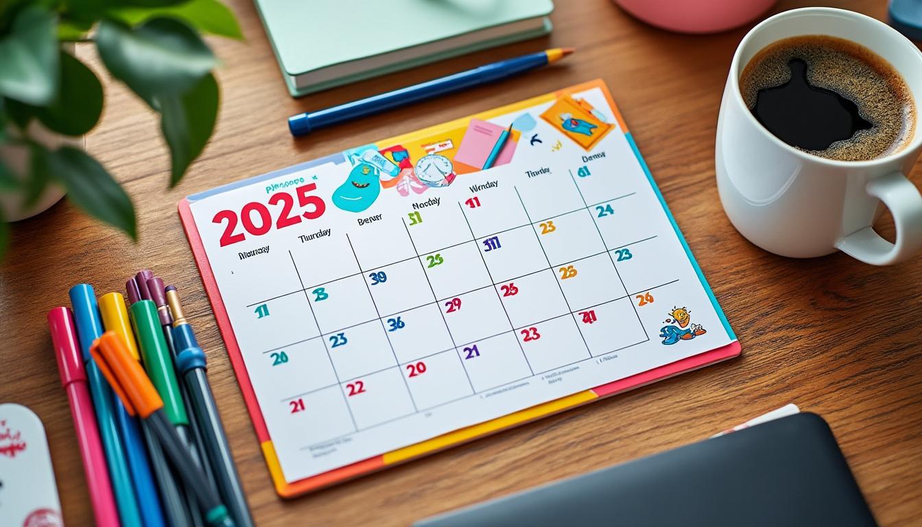 découvrez notre calendrier mensuel 2025 à imprimer, un guide complet pour vous organiser efficacement tout au long de l'année avec simplicité et praticité.