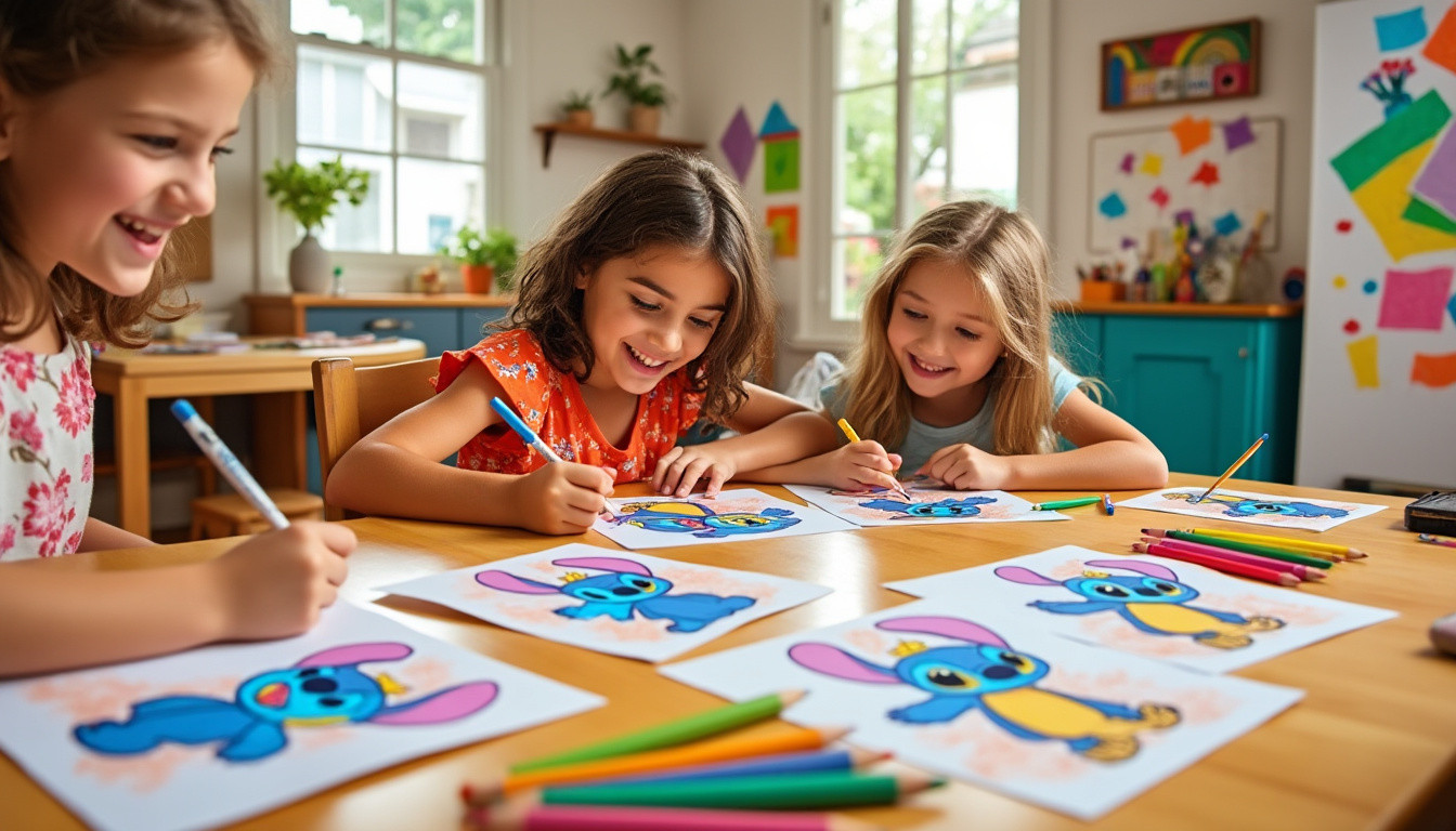 téléchargez et imprimez des coloriages de stitch et angel pour une activité créative et amusante, parfaite pour les enfants et les fans de disney.