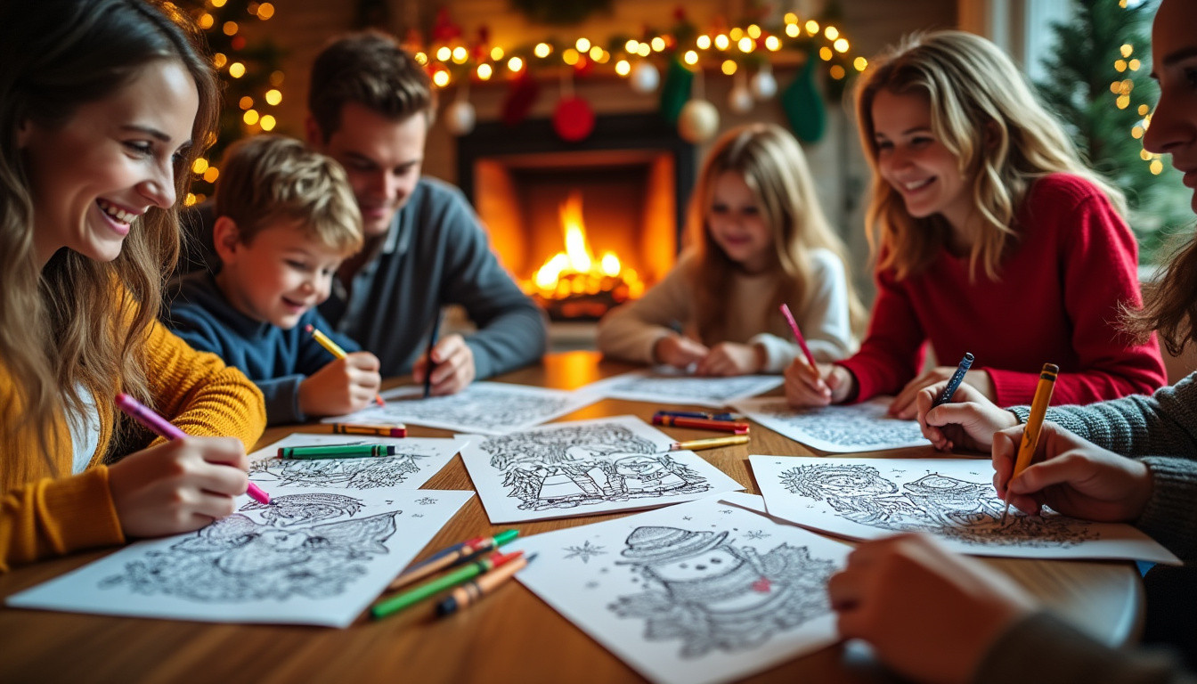 téléchargez et imprimez des coloriages de noël pour partager un moment festif en famille, idéal pour divertir petits et grands pendant les fêtes.